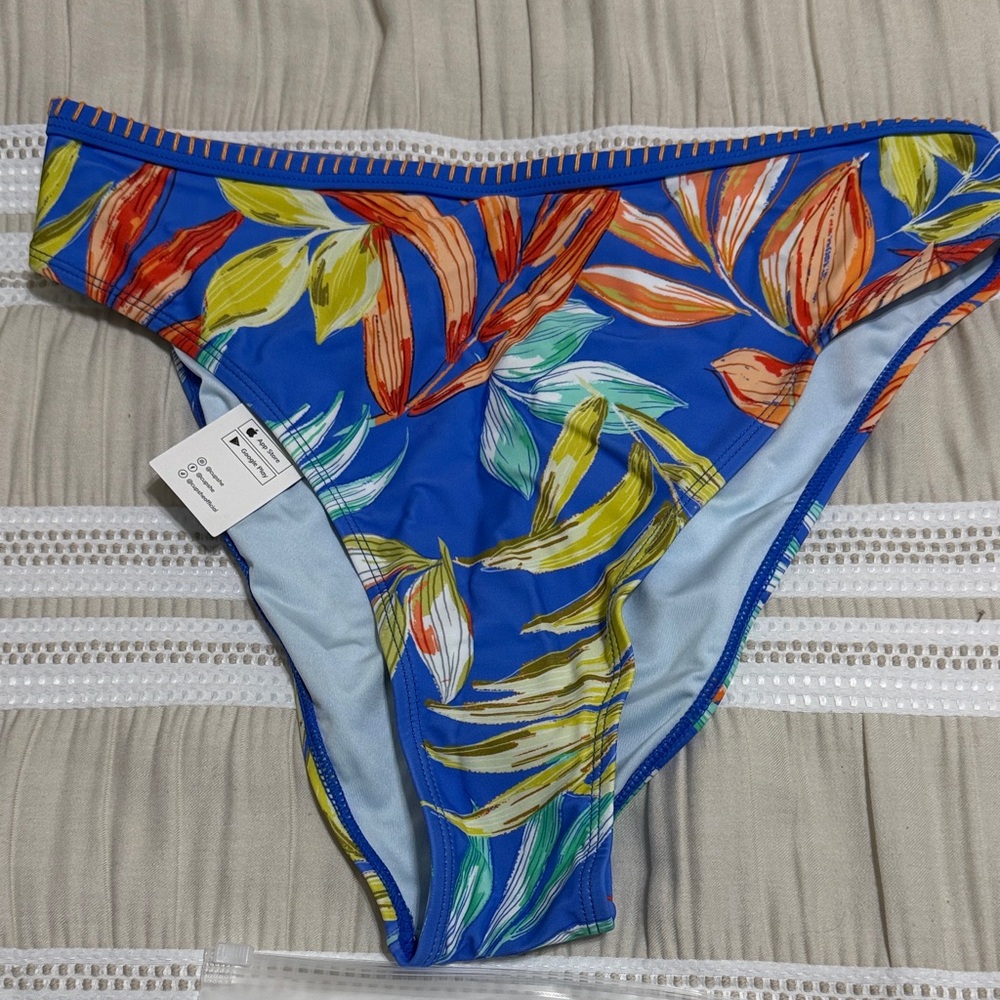 Cupshe Blue Tropical Print Bikini Bottom